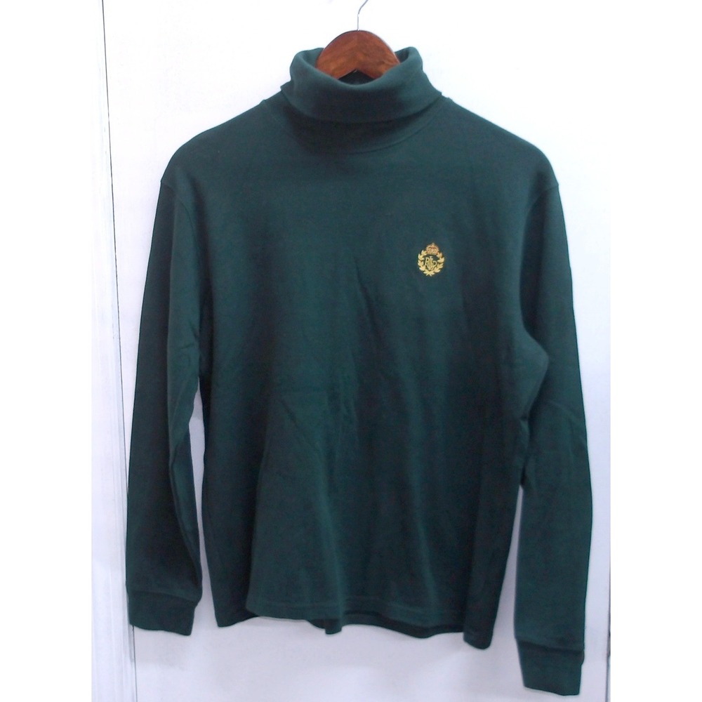 RALPH LAUREN‎ Womens Dark Green Turtleneck Sweater Top Crest Logo Sz L / #26191 - Picture 2 of 5